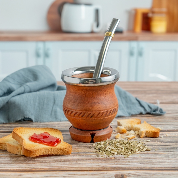 Mate algarrobo modelo trébol con bombilla - Imagen 3